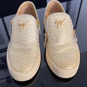 Gold Textured Slip-On Sneakers